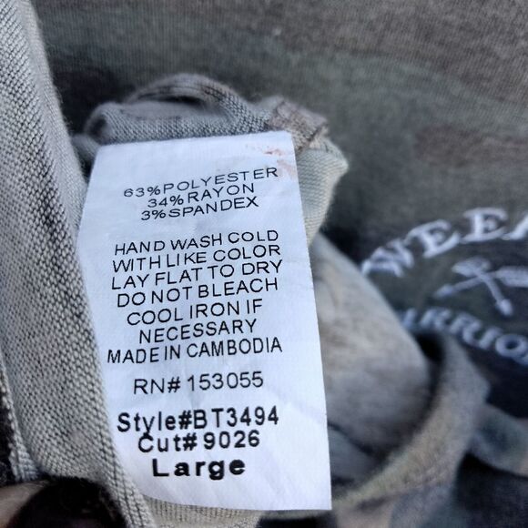 Social Butterflies Long Sleeve Camo Cropped Top Weekend Warriors Size L - Picture 5 of 5